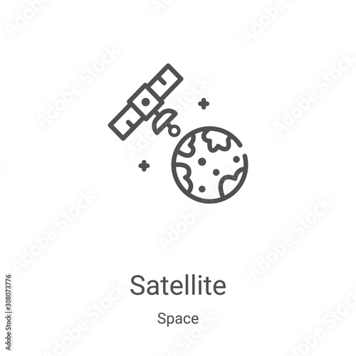 satellite icon vector from space collection. Thin line satellite outline icon vector illustration. Linear symbol for use on web and mobile apps, logo, print media