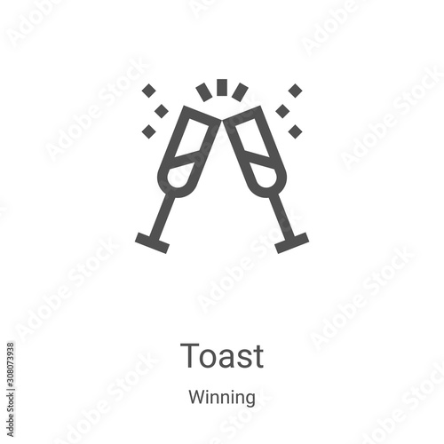 toast icon vector from winning collection. Thin line toast outline icon vector illustration. Linear symbol for use on web and mobile apps, logo, print media