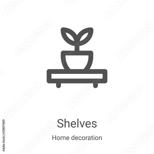 shelves icon vector from home decoration collection. Thin line shelves outline icon vector illustration. Linear symbol for use on web and mobile apps, logo, print media