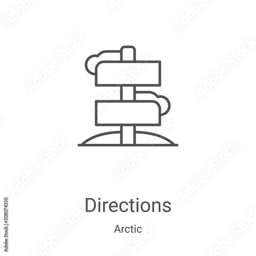 directions icon vector from arctic collection. Thin line directions outline icon vector illustration. Linear symbol for use on web and mobile apps, logo, print media