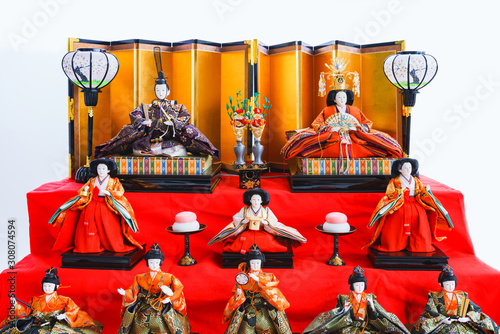 landscape of japanese traditional doll for praying girl's growth in Japan photo