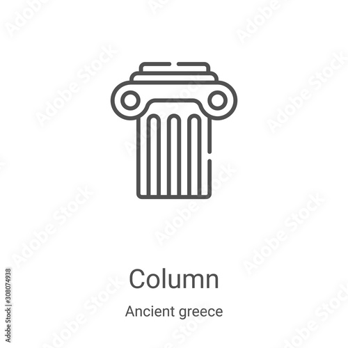 column icon vector from ancient greece collection. Thin line column outline icon vector illustration. Linear symbol for use on web and mobile apps, logo, print media