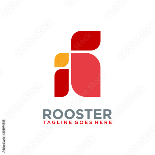 simple flat geometric modern red rooster logo vector design template. icon vector of chicken head