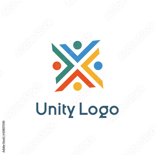 creative unity logo design vector template illustration. teamwork concept icon. social icon vector