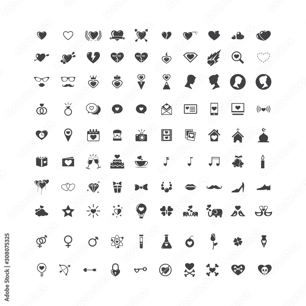 Love Wedding emoticons icons set. Love Wedding emoticons icons set.