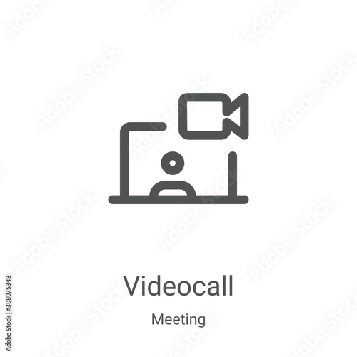 videocall icon vector from meeting collection. Thin line videocall outline icon vector illustration. Linear symbol for use on web and mobile apps, logo, print media