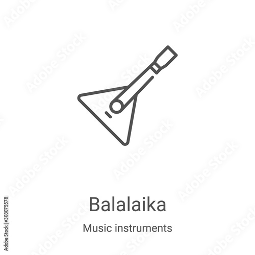 balalaika icon vector from music instruments collection. Thin line balalaika outline icon vector illustration. Linear symbol for use on web and mobile apps, logo, print media