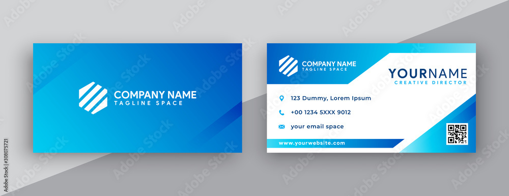 modern business card design . double sided business card design template . blue gradation business card inspiration