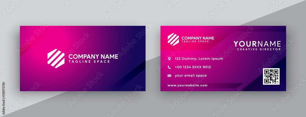modern business card design . double sided business card design template . purple business card inspiration
