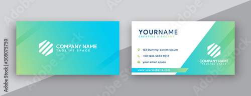 modern business card design . double sided business card design template . blue and green gradation business card inspiration