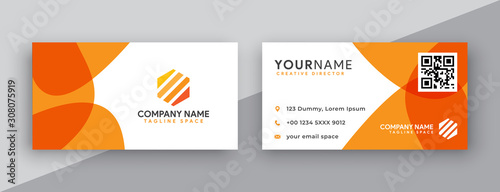 modern business card design . double sided business card design template . flat orange business card inspiration