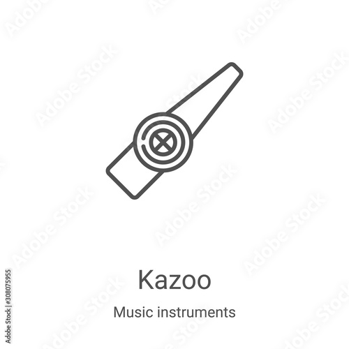 kazoo icon vector from music instruments collection. Thin line kazoo outline icon vector illustration. Linear symbol for use on web and mobile apps, logo, print media