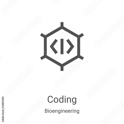 coding icon vector from bioengineering collection. Thin line coding outline icon vector illustration. Linear symbol for use on web and mobile apps, logo, print media