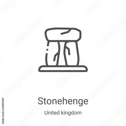 stonehenge icon vector from united kingdom collection. Thin line stonehenge outline icon vector illustration. Linear symbol for use on web and mobile apps, logo, print media