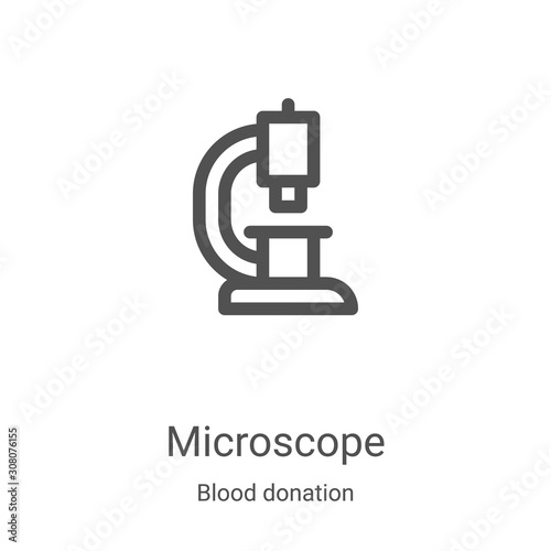 microscope icon vector from blood donation collection. Thin line microscope outline icon vector illustration. Linear symbol for use on web and mobile apps, logo, print media photo