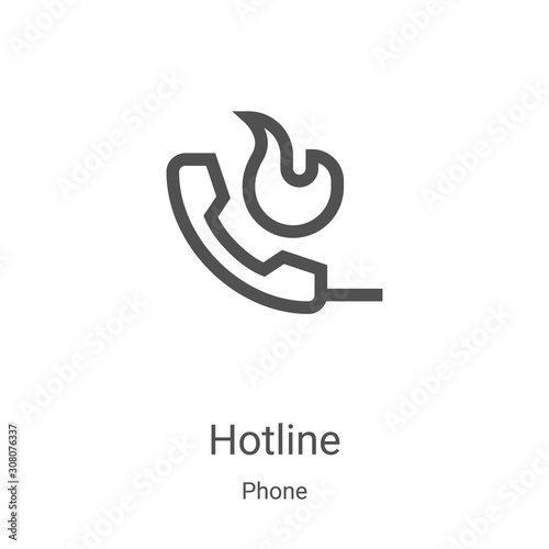 hotline icon vector from phone collection. Thin line hotline outline icon vector illustration. Linear symbol for use on web and mobile apps, logo, print media