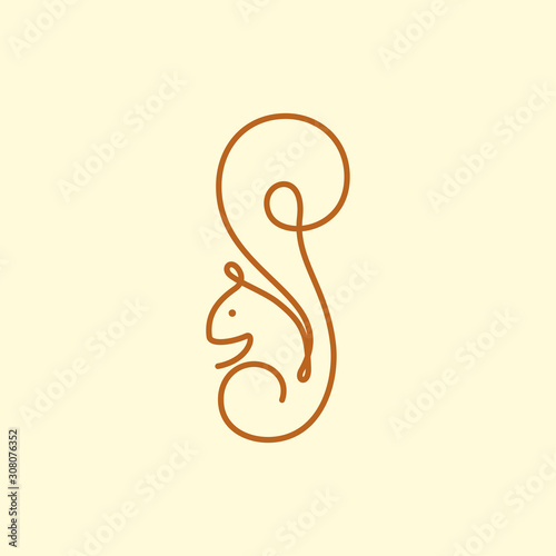 creative line art, monoline, outline squirrel, chipmunk logo design template. animal wildlife vector illustration