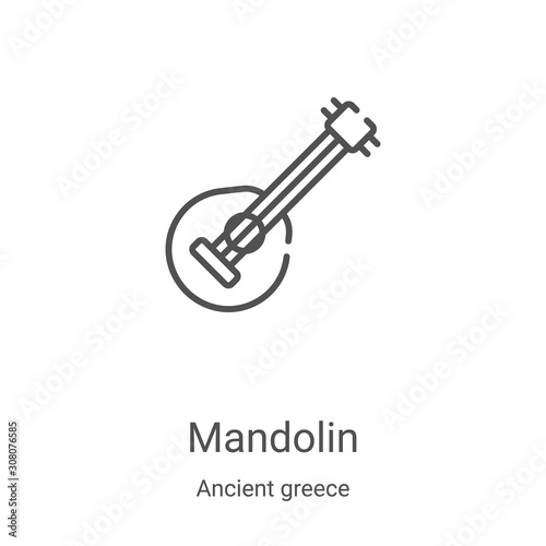 mandolin icon vector from ancient greece collection. Thin line mandolin outline icon vector illustration. Linear symbol for use on web and mobile apps, logo, print media