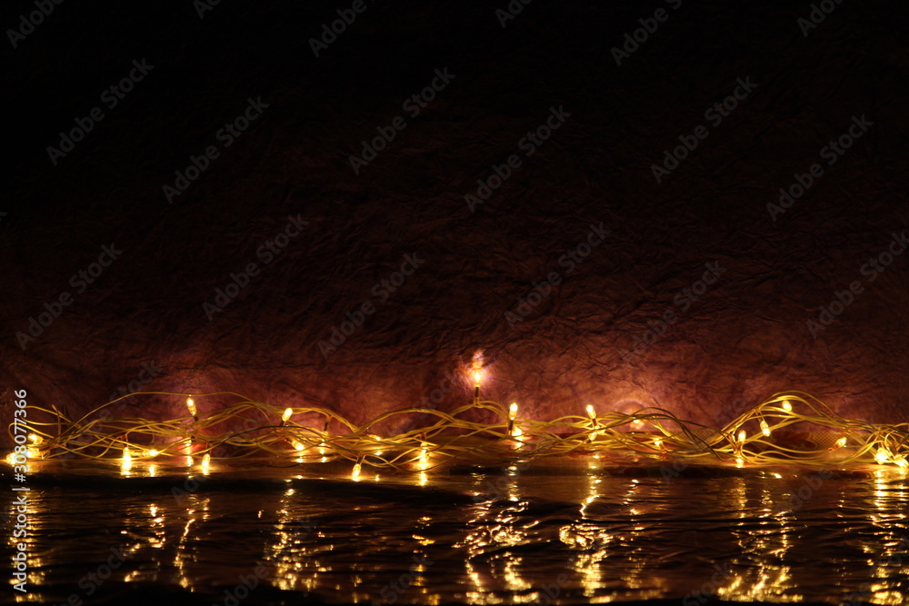 night background with decorative lights for festival and best wishes cards