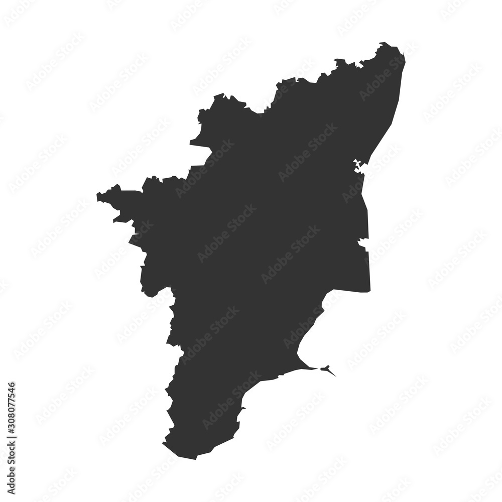 Tamilnadu state map vector. Black background. Business concepts graphics design.