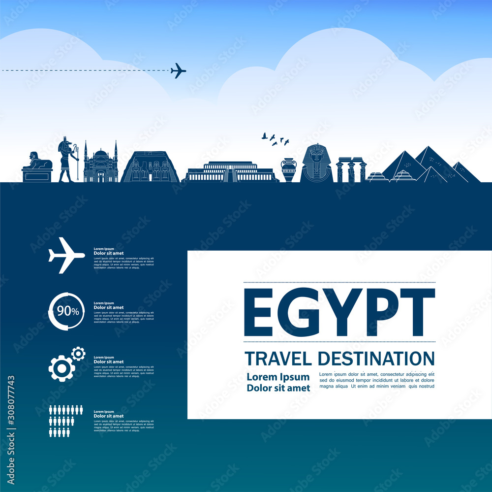 Egypt travel destination grand vector illustration.