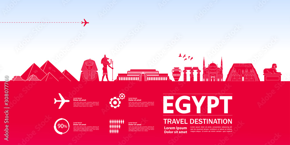 Egypt travel destination grand vector illustration.