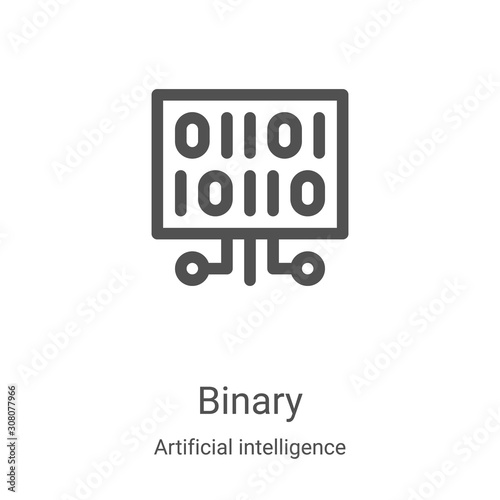 binary icon vector from artificial intelligence collection. Thin line binary outline icon vector illustration. Linear symbol for use on web and mobile apps, logo, print media