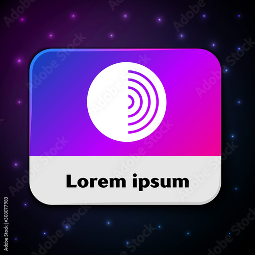 White Earth structure icon isolated on black background. Geophysics concept with earth core and section layers earth. Rectangle color button. Vector Illustration