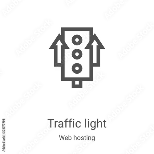 traffic light icon vector from web hosting collection. Thin line traffic light outline icon vector illustration. Linear symbol for use on web and mobile apps, logo, print media