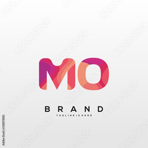 Initial letter MO logo with colorful, letter combination logo design for creative industry, web, business and company. - Vector photo