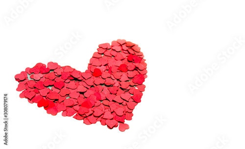 Red heart isolated on white background with copyspace photo