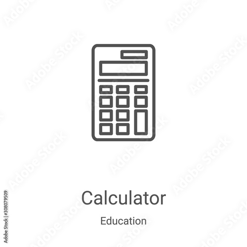 calculator icon vector from education collection. Thin line calculator outline icon vector illustration. Linear symbol for use on web and mobile apps, logo, print media