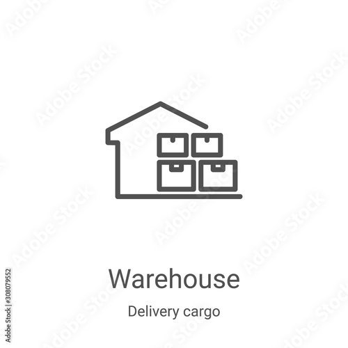 warehouse icon vector from delivery cargo collection. Thin line warehouse outline icon vector illustration. Linear symbol for use on web and mobile apps, logo, print media