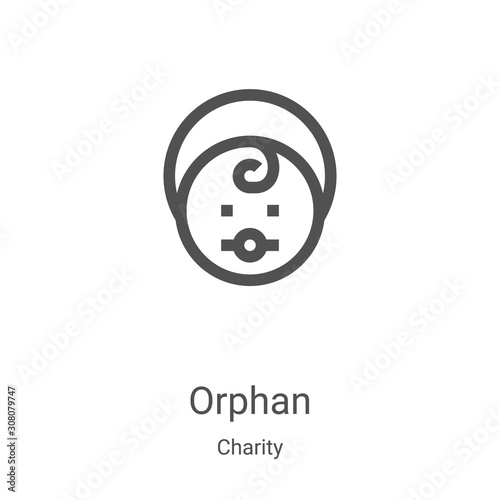 orphan icon vector from charity collection. Thin line orphan outline icon vector illustration. Linear symbol for use on web and mobile apps, logo, print media