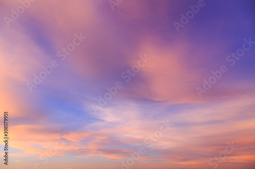 Fototapeta Naklejka Na Ścianę i Meble -  Abstract fantasy softly colorful clouds background, Gold fog with sun highlight on blue sky and moving cloud before sunset by airal view