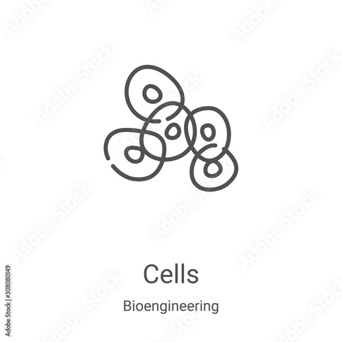 cells icon vector from bioengineering collection. Thin line cells outline icon vector illustration. Linear symbol for use on web and mobile apps, logo, print media