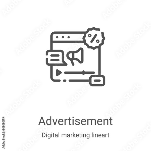 Advertisement icon vector from digital marketing lineart collection. Thin line Advertisement outline icon vector illustration. Linear symbol for use on web and mobile apps, logo, print media