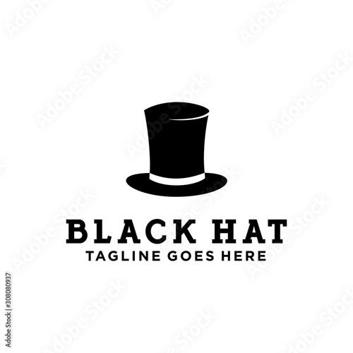 gentlemen club logo design vector. universal elegance Black cylinder hat brand template illustration