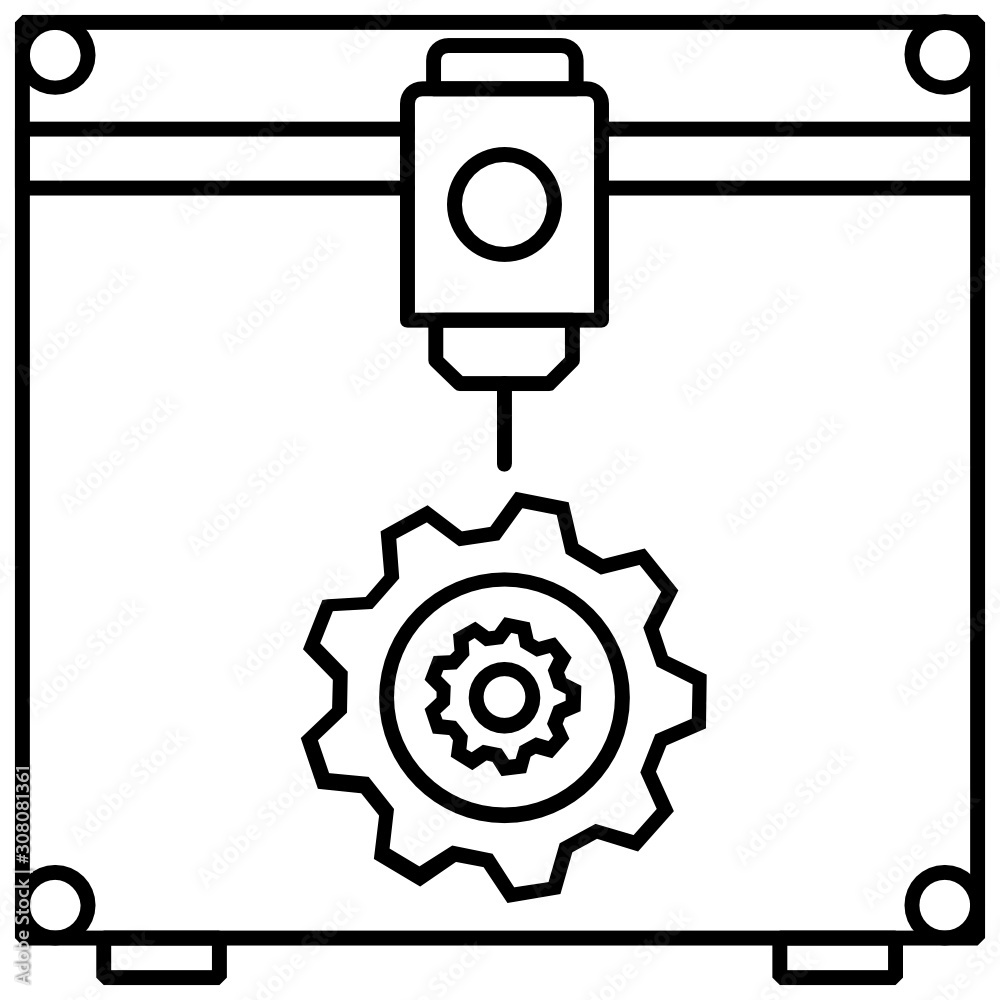 3D printer head Concept, Cnc Machine Configration vector icon design 3D printer head Concept, Cnc Machine Configration vector icon design