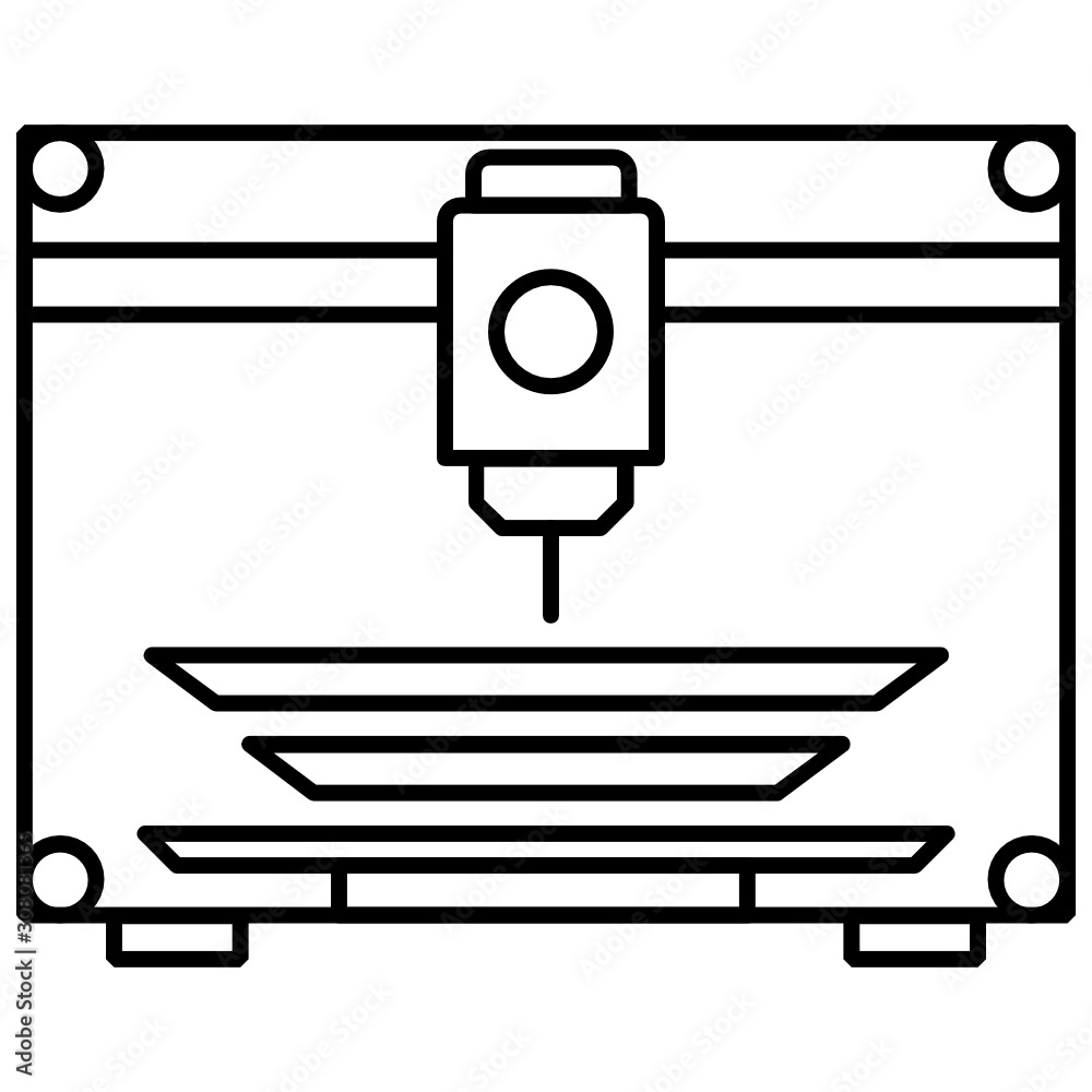 cnc arm working concept, 3d printer head vector icon design cnc arm working concept, 3d printer head vector icon design