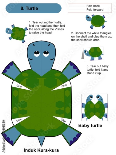  Origami 3d Folding Paper baby card with turtle