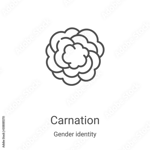 carnation icon vector from gender identity collection. Thin line carnation outline icon vector illustration. Linear symbol for use on web and mobile apps, logo, print media