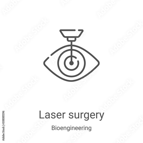 laser surgery icon vector from bioengineering collection. Thin line laser surgery outline icon vector illustration. Linear symbol for use on web and mobile apps, logo, print media