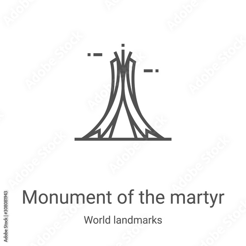 monument of the martyr icon vector from world landmarks collection. Thin line monument of the martyr outline icon vector illustration. Linear symbol for use on web and mobile apps, logo, print media