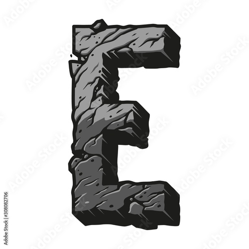 Vintage letter E gray concept
