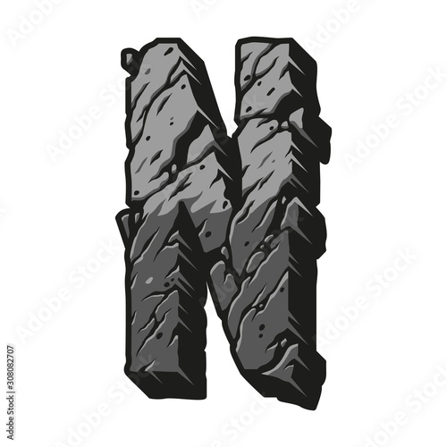 Vintage letter N desert design concept