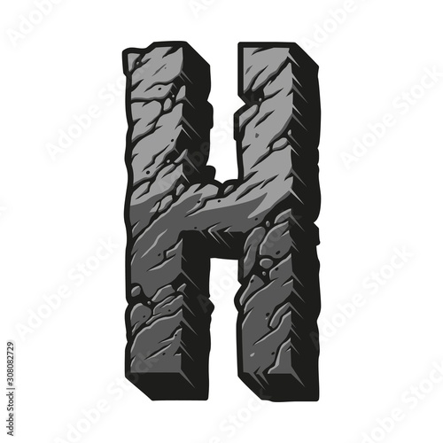 Desert vintage letter H gray template