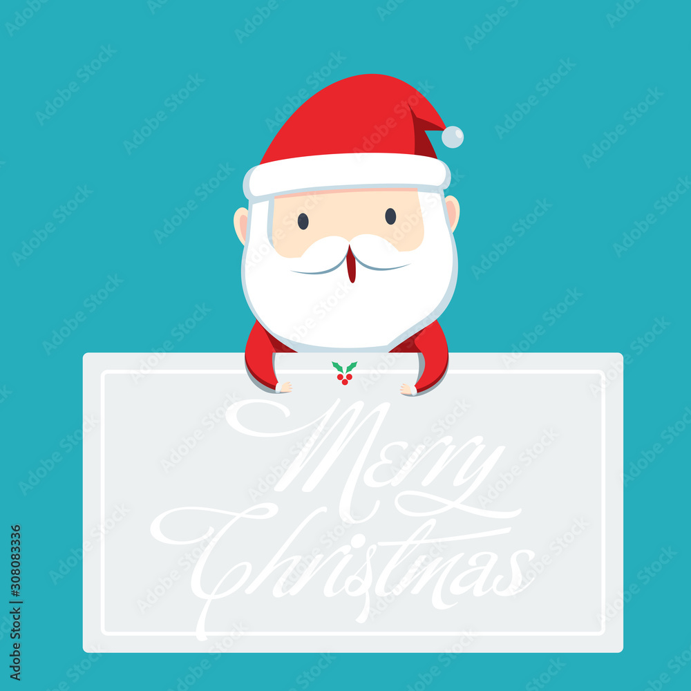Chibi Santa hanging on a board with transparent text Chibi Santa hanging on a board with transparent text