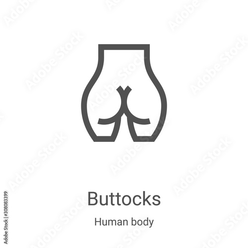 buttocks icon vector from human body collection. Thin line buttocks outline icon vector illustration. Linear symbol for use on web and mobile apps, logo, print media photo