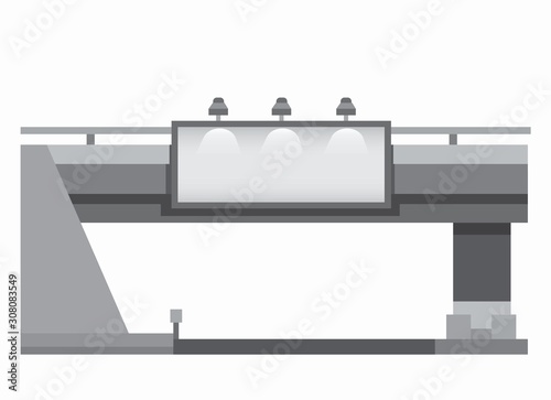 Urban billboard with light under overpass commercial mockup for advertisement sign flat illustration editable vector